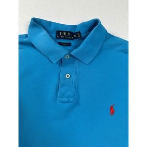 Polo Ralph Lauren Mens XL Custom Fit Blue Polo Shirt Red Pony Logo